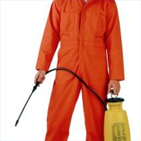 Image of an Exterminator in an orange outfit